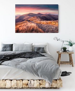 Pixxprint Leinwandbild Steinlandschaft bei Sonnenuntergang, Steinlandschaft bei Sonnenuntergang (1 St), Leinwandbild fertig bespannt, inkl. Zackenaufhänger