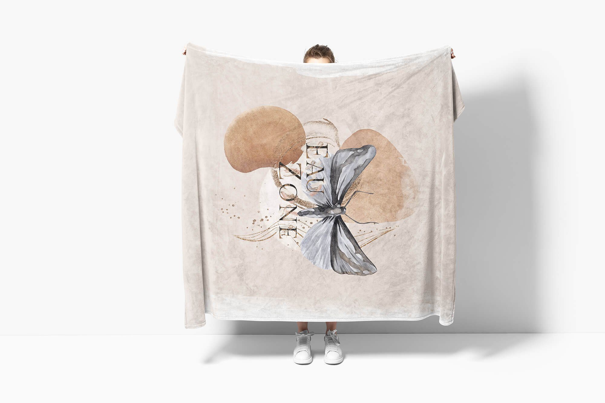 Art Kuscheldecke Handtücher Motiv, Saunatuch Baumwolle-Polyester-Mix Handtuch Strandhandtuch Motte (1-St), Handtuch Kunstvoll Sinus