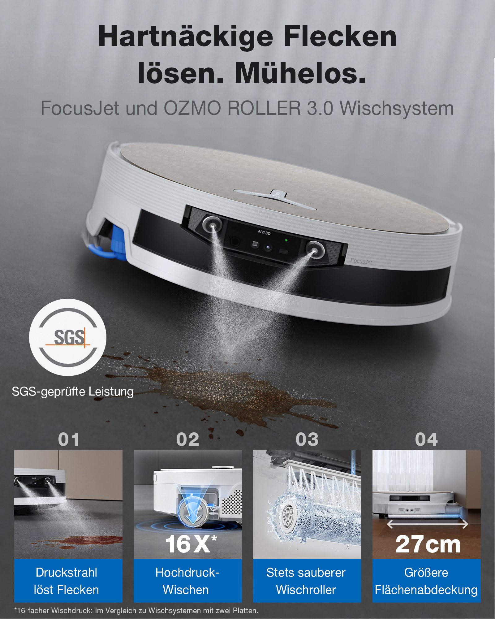 ECOVACS Saugroboter DEEBOT X12 PRO OMNI, 110 W, beutellos, FocusJet Fleckentechnologie, 22.000 Pa Saugleistung