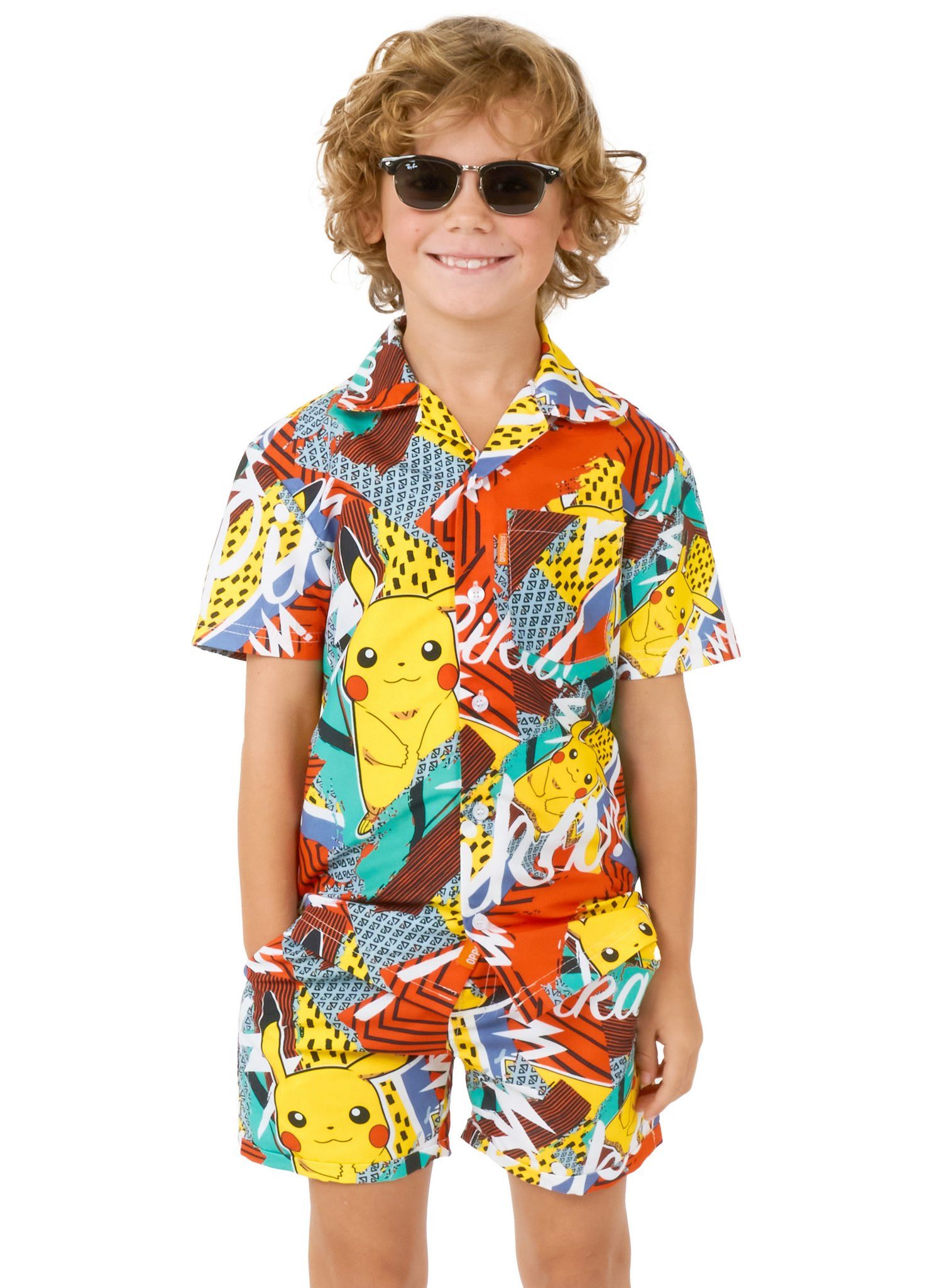 Opposuits Partyanzug Sommer Kombi Boys Pika Pikachu, Ein Outfit wie ein Donnerblitz - Pokémon Hemd und Shorts vom Typ 'Ele
