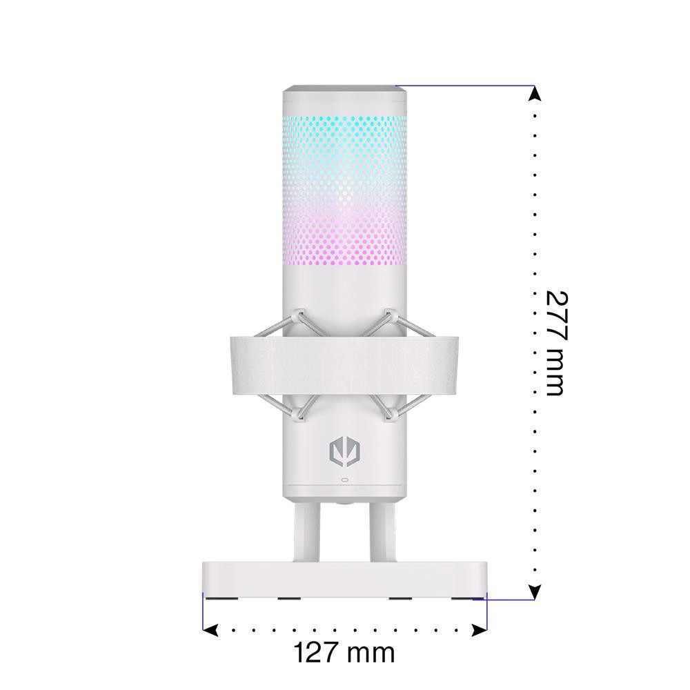 ENDORFY Streaming-Mikrofon EY1B007 AXIS Streaming Onyx White USB-Kondensatormikrofon mit RGB, Vier Richtmodi, Anti-Schock, Touch-Mute