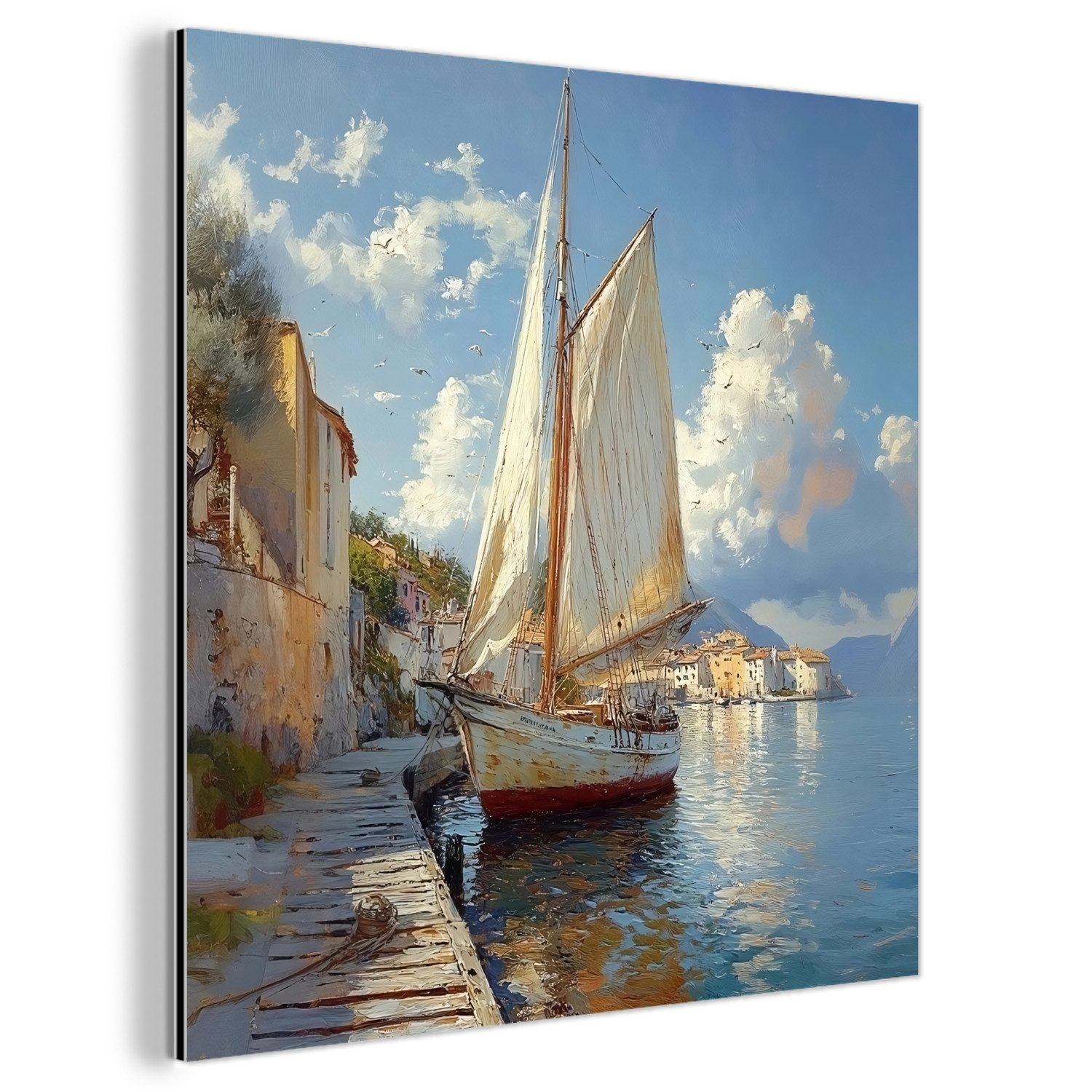 MuchoWow Metallbild Segelschiff - Häuser - günstig online kaufen