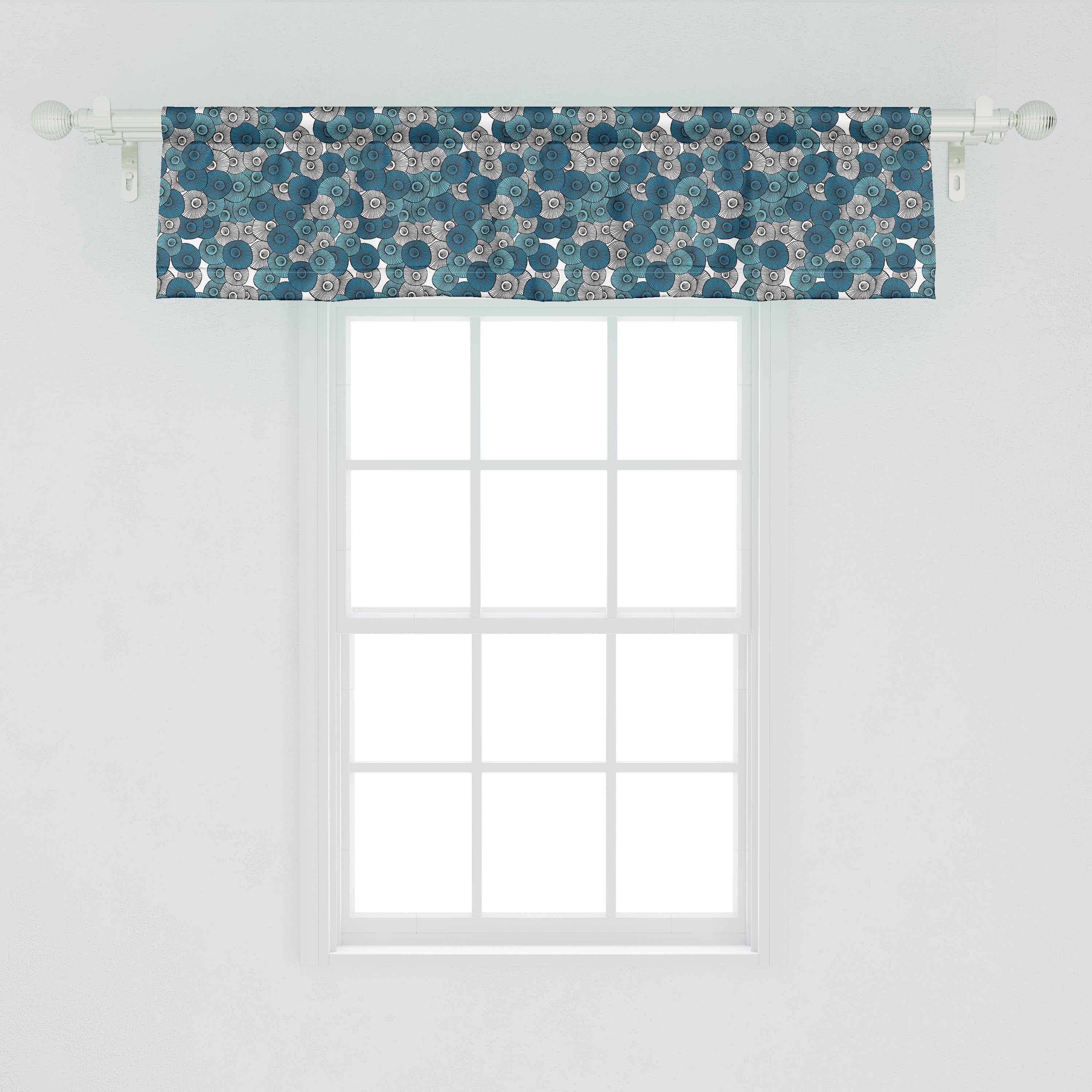 Vorhang Doodle Schlafzimmer für Scheibengardine Strähnen Microfaser, mit Küche Botanisch Abakuhaus, Dekor mit Stangentasche, Volant
