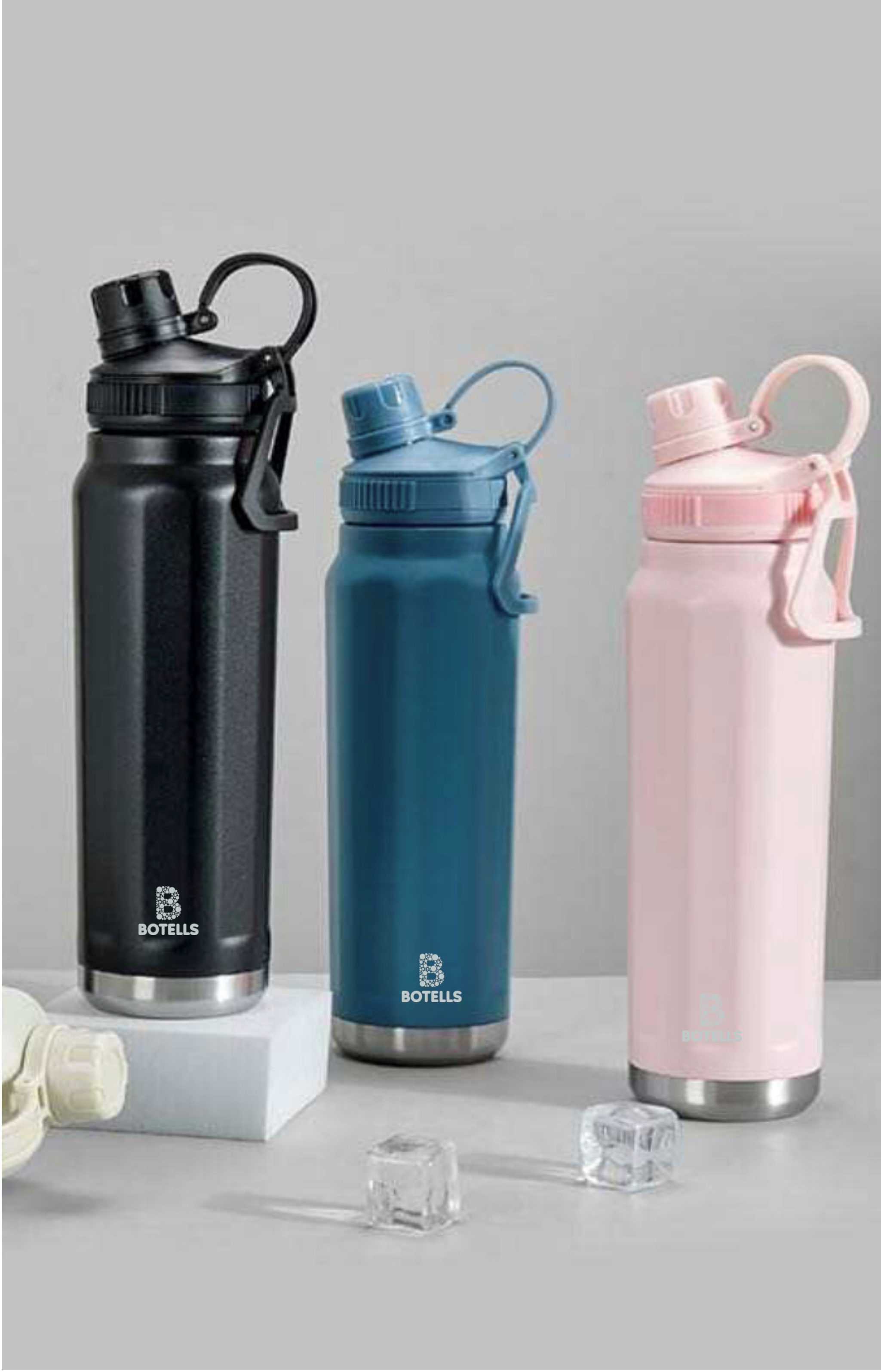 Botells Thermoflasche Edelstahl Isolierflasche 800 ml, Doppelwand, Bügelverschluss, robust, Geschmacks- und geruchsneutrale Edelstahl Sport Thermoflasche 0,8 l