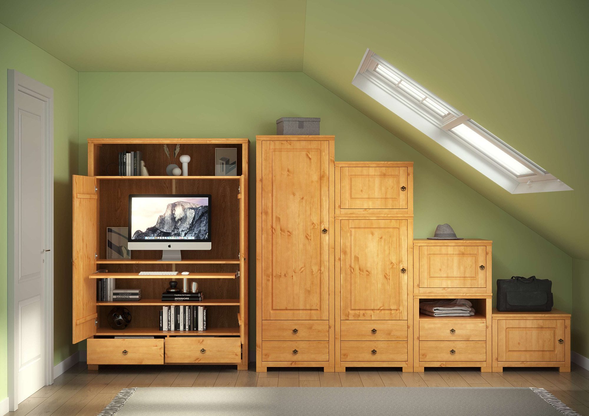 OTTO home Beistellschrank Gotland, Schrankmodulsystem, einzeln oder mit der Serie kombinierbar (H/B/T ca. 60/60/52 oder ca. 44/60/52) massive Kiefer, variabel e – Bild 2 von 5
