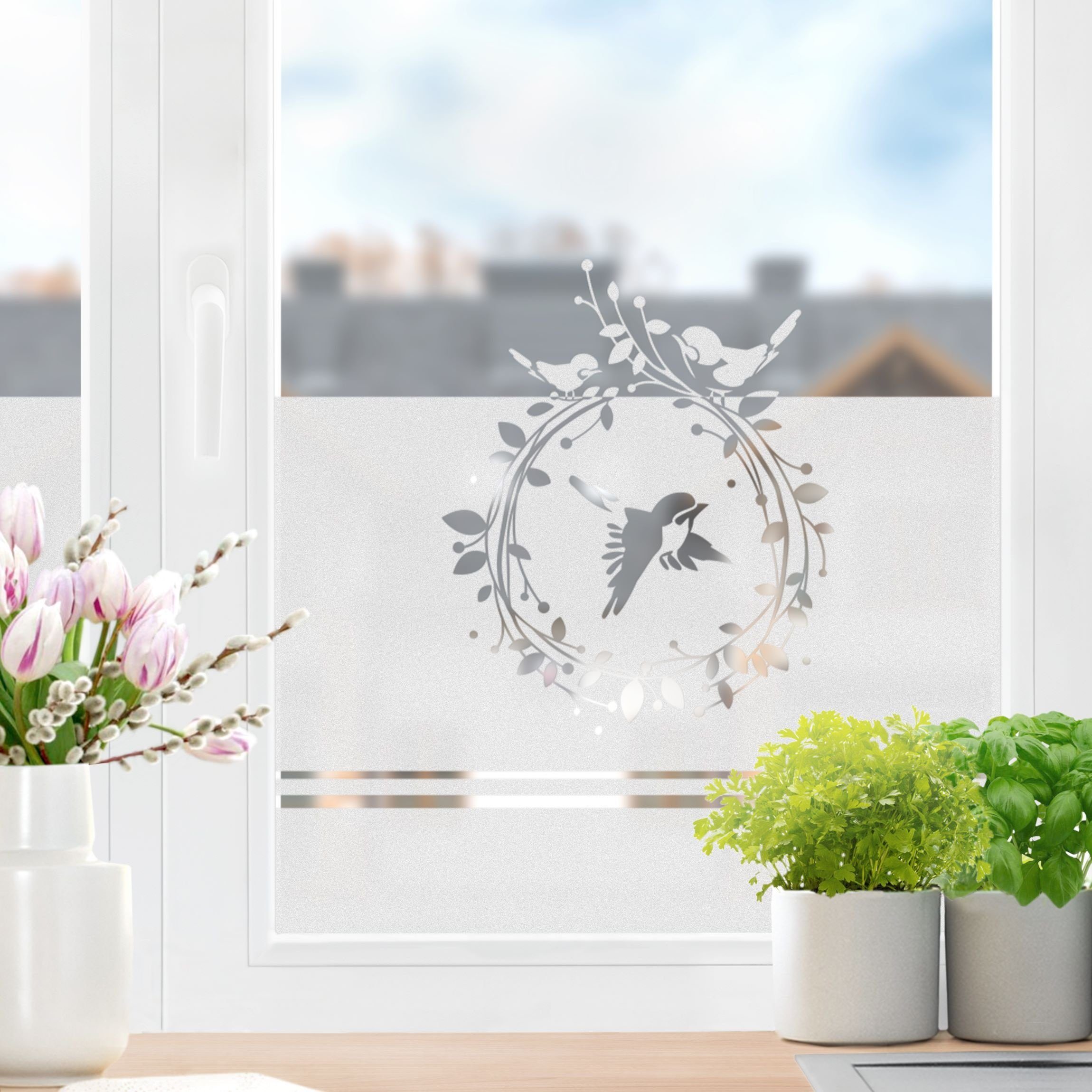 Fensterfolie statisch haftend Kreative Pflanze Statische Fensterfolien  Anti-UV Folie Für Zuhause Badzimmer oder Büro,Matt,mit sehr hohem  Sichtschutz,Grün(50x150cm) : : Küche, Haushalt & Wohnen