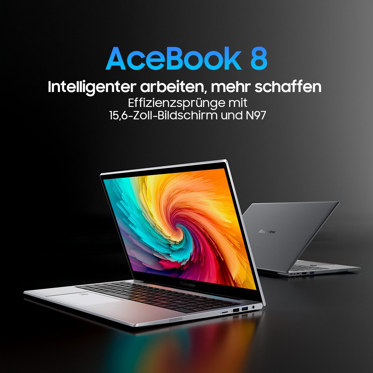 blackview 15,6 Zoll FHD Display Laptop, Windows 11, 16 GB RAM 512 GB SSD Notebook (Intel N97 Core N97, 16 GB, 512 GB SSD, Windows 11, Fingerabdruckerkennung, Face Unlock, WLAN 5G)
