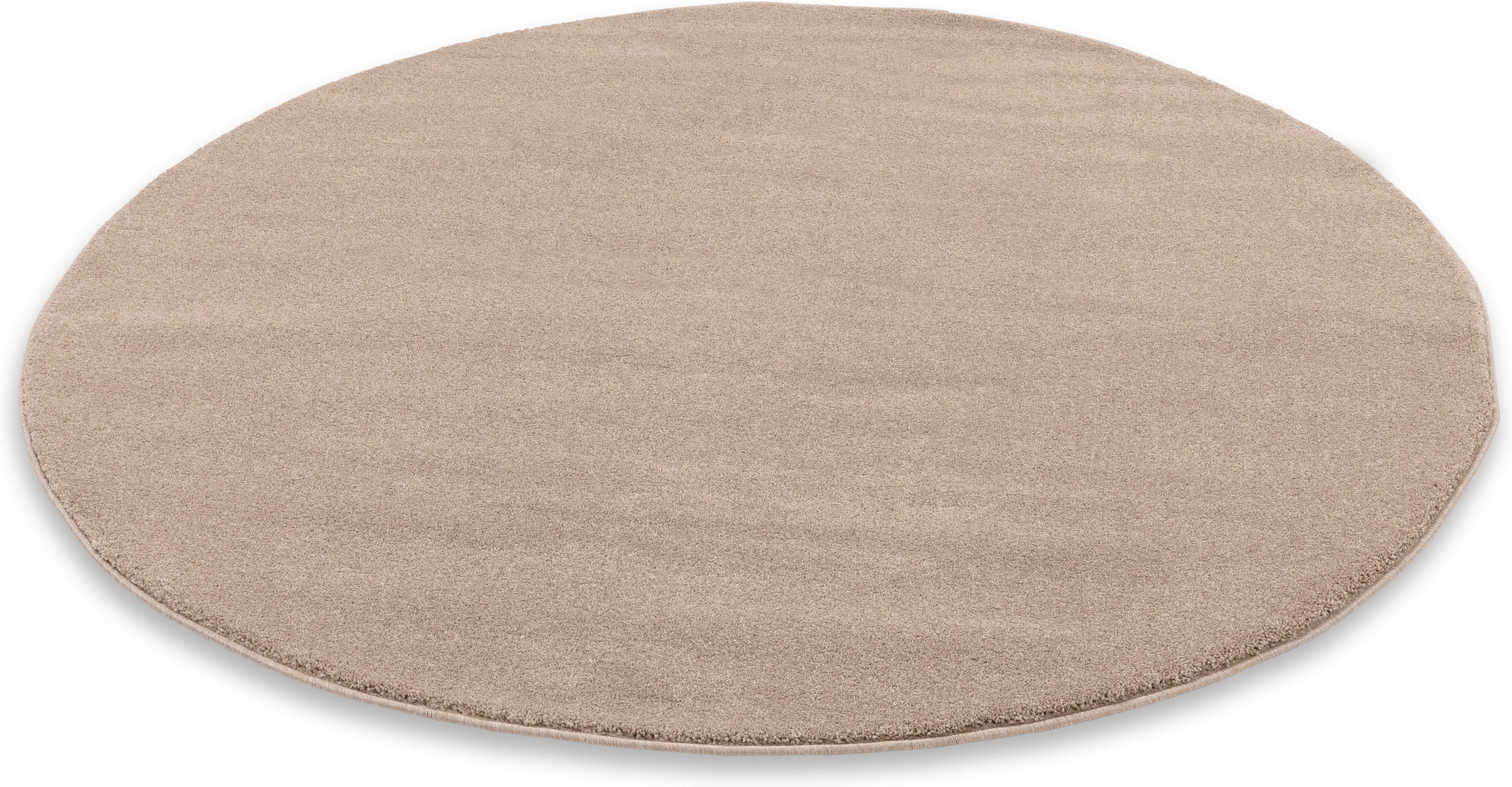 SCHÖNER WOHNEN-Kollektion Teppich Pure 190, rund, Höhe: 21 mm, Wohnzimmer, Schlafzimmer, uni, leichter Glanz, robuster Kurzflor