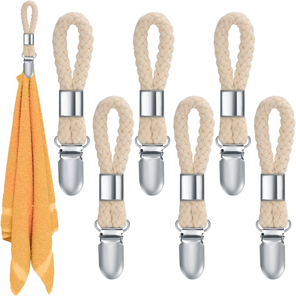 TUABUR Handtuchhalter Handtuchclips mit Schlaufen - Praktische Handtuchhalter (6 Stück) | Handtuchstangen