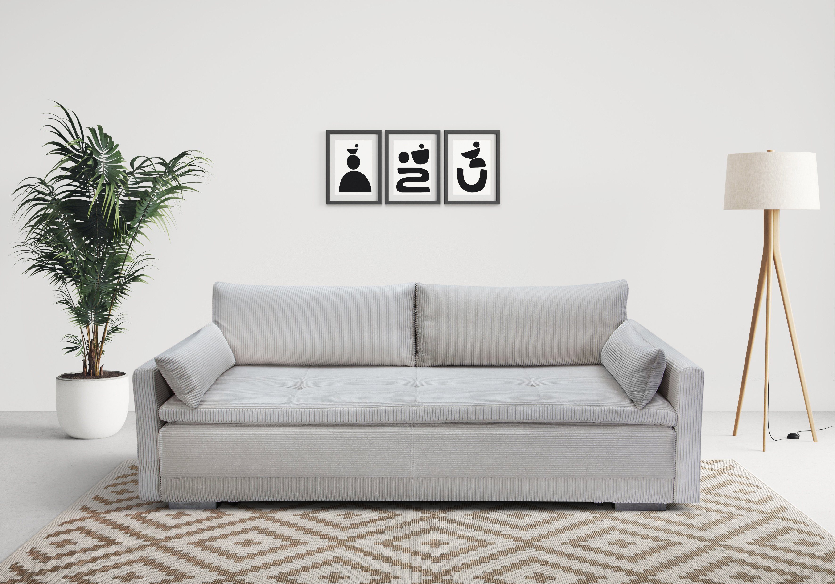 Home affaire Schlafsofa Andrea, B: 218 cm, Liegel. 158x198 cm, Schlaffunktion & Bettkasten, Dauerschlafsofa mit Boxspring