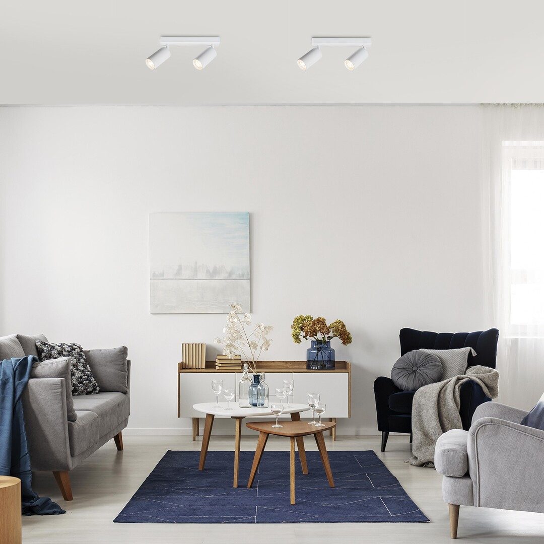 Rabalux LED Deckenspots "Solo" 2-flammig, Metall, weiß, rund, GU10, ø55mm