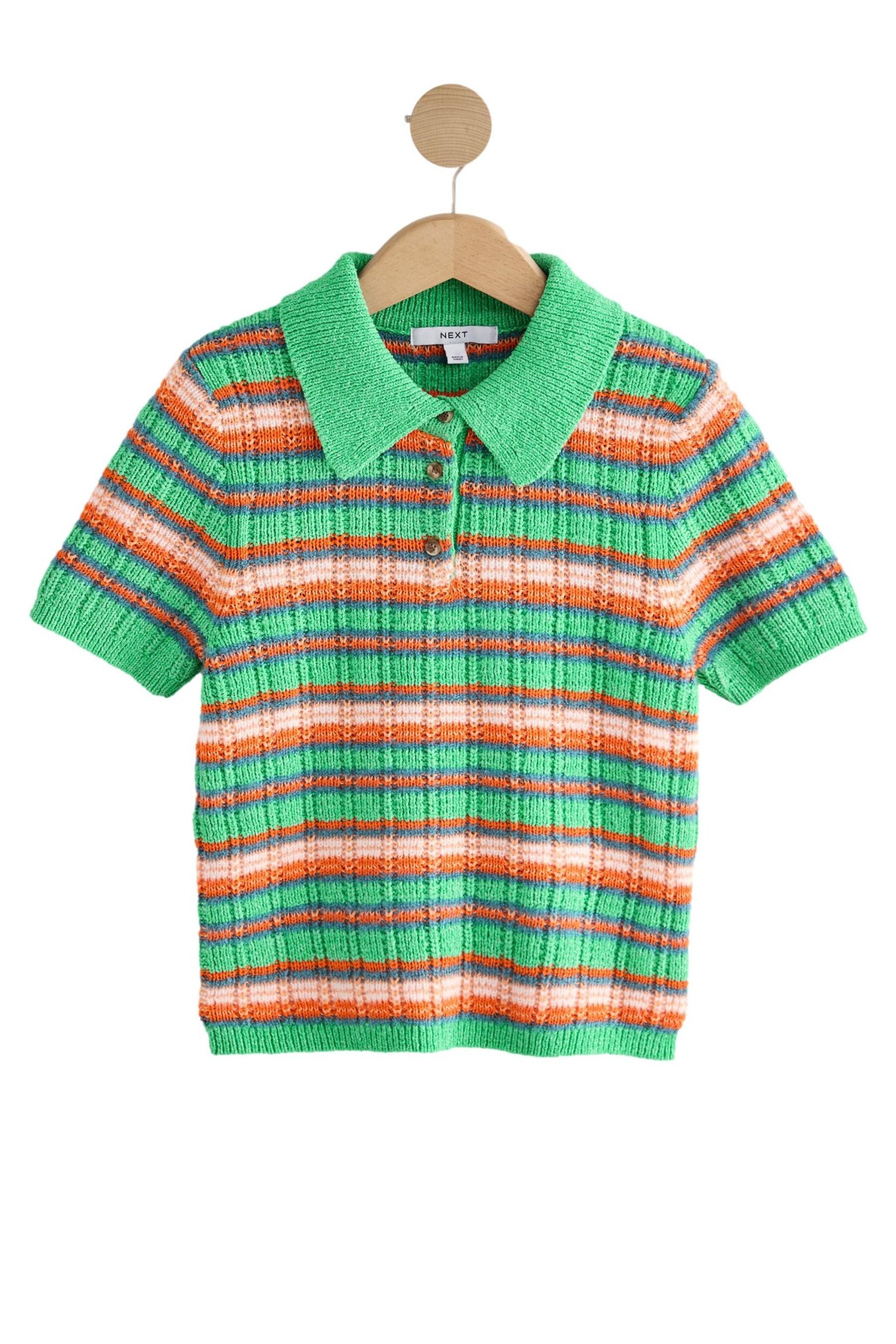 Next Polokragenpullover Kurzärmeliges Strick-Poloshirt mit Streifen günstig online kaufen