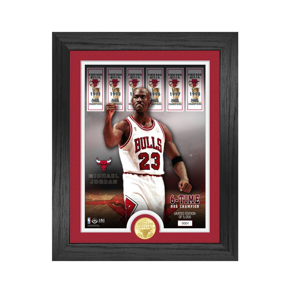 Chicago Bulls MJ 6 Time NBA Champ Bronze Coin Court Photo Mint