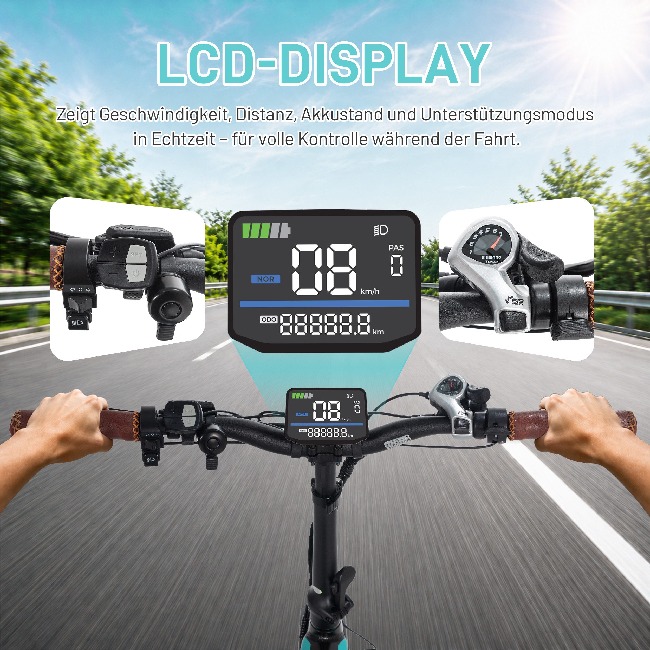 JOBOBIKE E-Bike Klapprad 20x4,0 Zoll, 120km, mit Blinkern und Bremslicht, Integriertes Laufrad, 7 Gang Shimano, Kettenschaltung, Heckmotor, 720 Wh, (Faltrad, All-Terrain Elektro-Fatbike, LCD-Farbdisplay, 5 Stufen), Klapprad, Hydr. Bremse, Elektrofahrrad für Damen und Herren, ab 165 cm