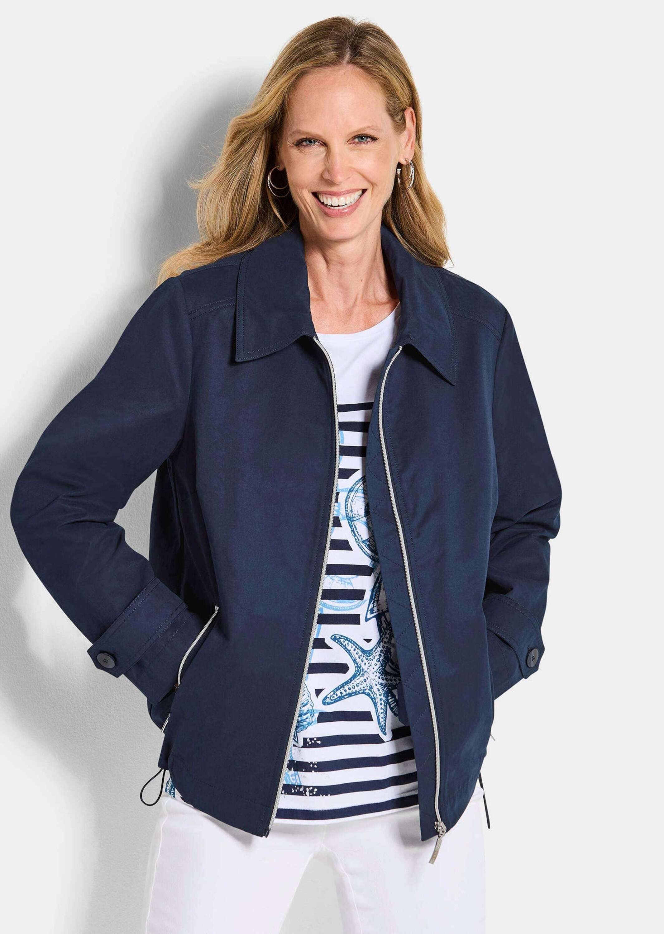 GOLDNER Outdoorjacke Sommerblouson mit Reißverschluss Freizeitjacke mit Umlegekragen, Taschen, Reißverschluss und Langarm