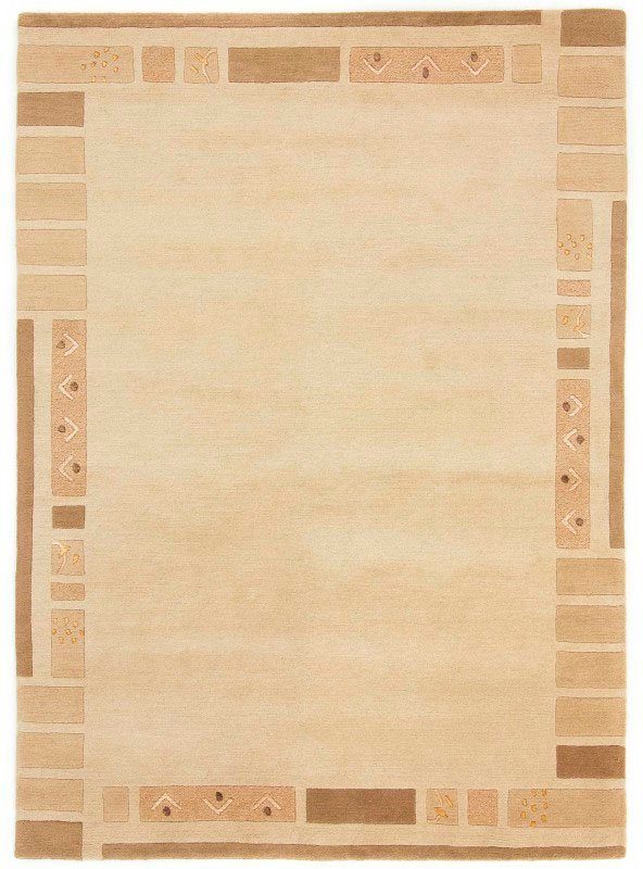 allgemeiner Versandhandel Wollteppich Nepal Höhe: reine carpetfine, handgeknüpft, rechteckig, beige Wolle, 20 Wohnzimmer Jaipur, mm