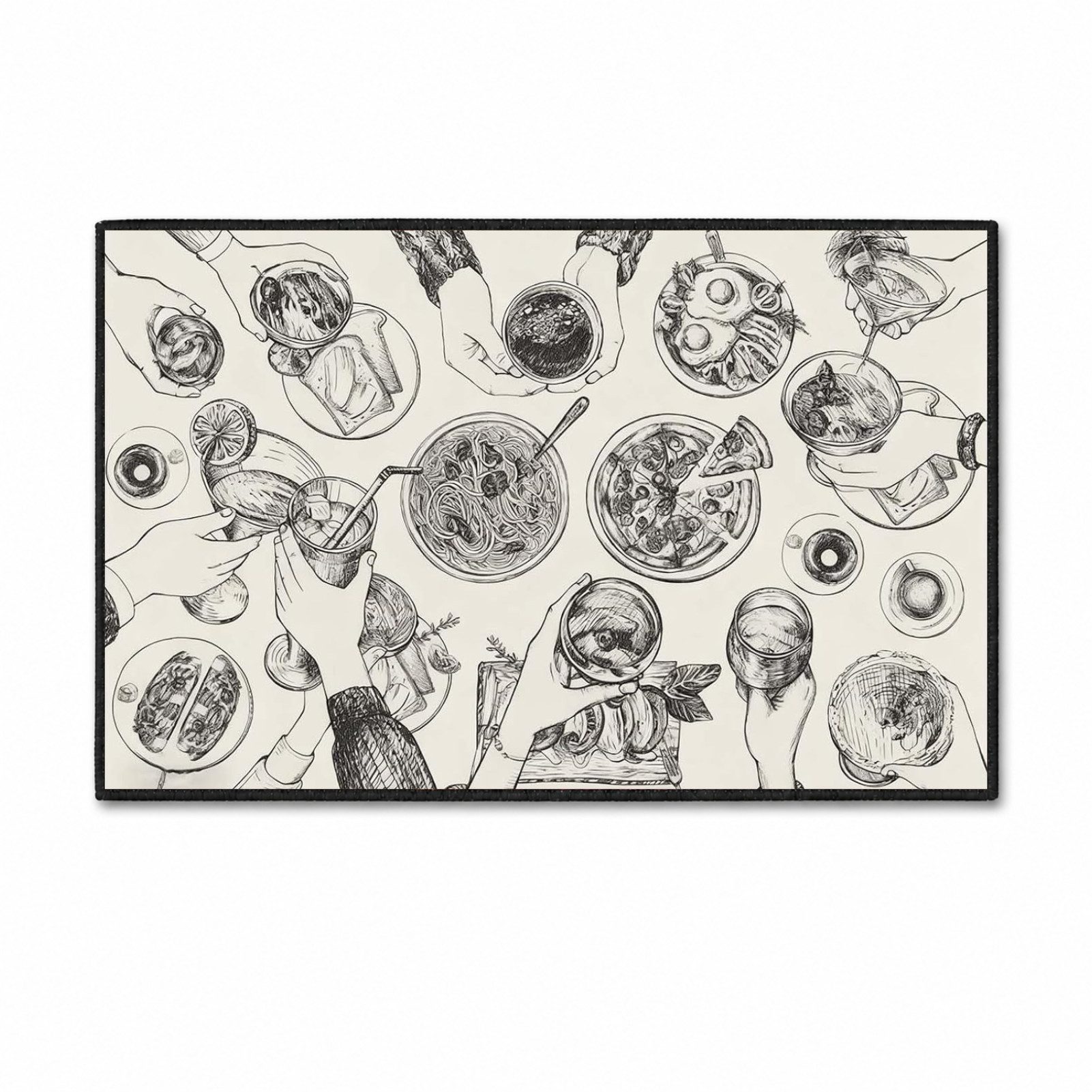 Jumpeak Teppich Kunst Teppich Sketch‑Motiv Essen