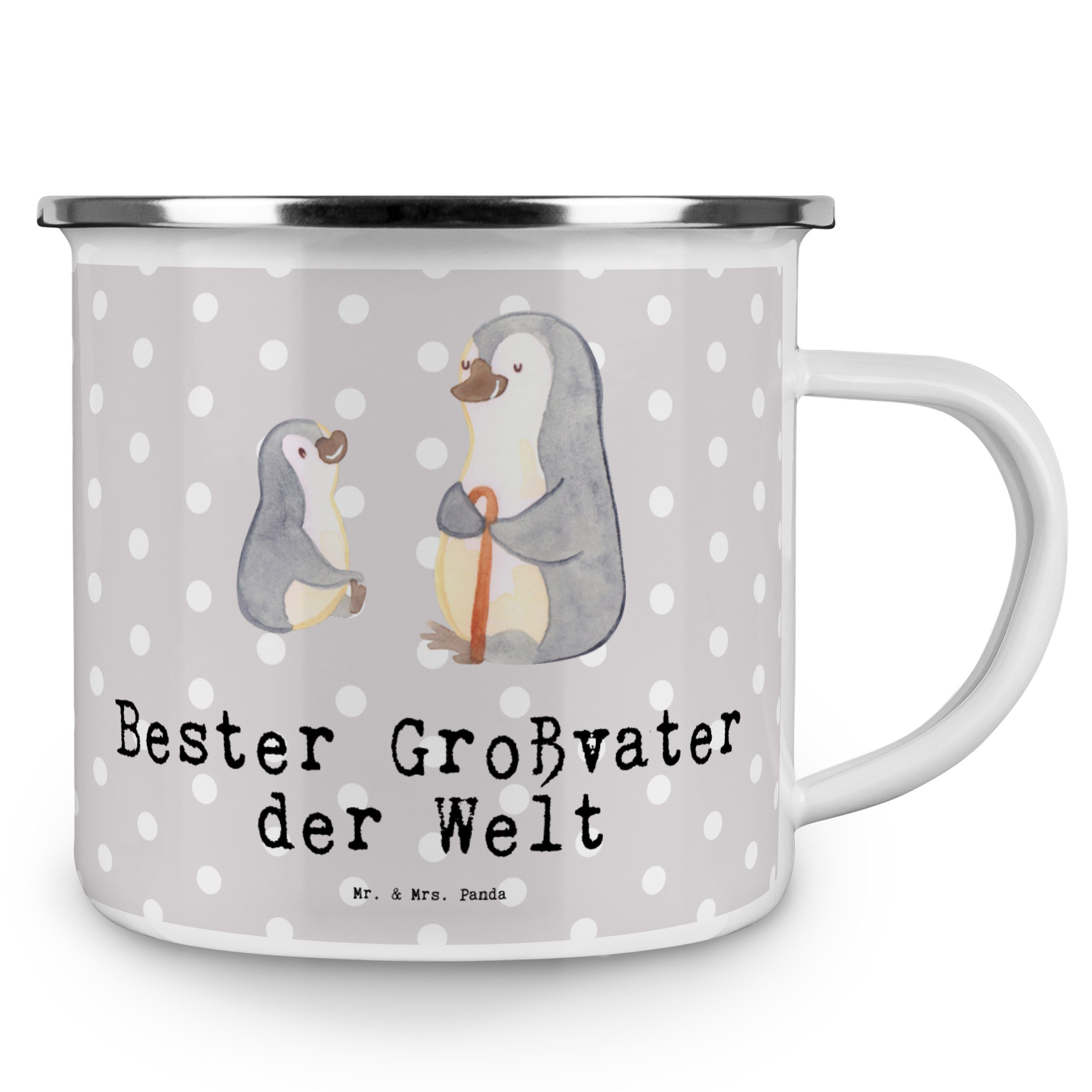 - Mrs. Bester Geschenk, der Welt Emaille Pastell Großvater - Panda Pinguin Grau Mr. & Dankesch, Becher