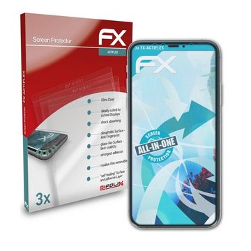 atFoliX Schutzfolie Displayschutzfolie für Apple iPhone XS Casefit, (3 Folien), Ultraklar und flexibel