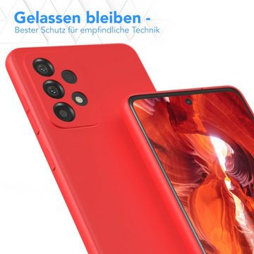 EAZY CASE Handyhülle TPU Hülle für Samsung Galaxy A73 5G 6,7 Zoll, Silikon Schutzhülle mit Kameraschutz stoßfest handycover elastisch Rot