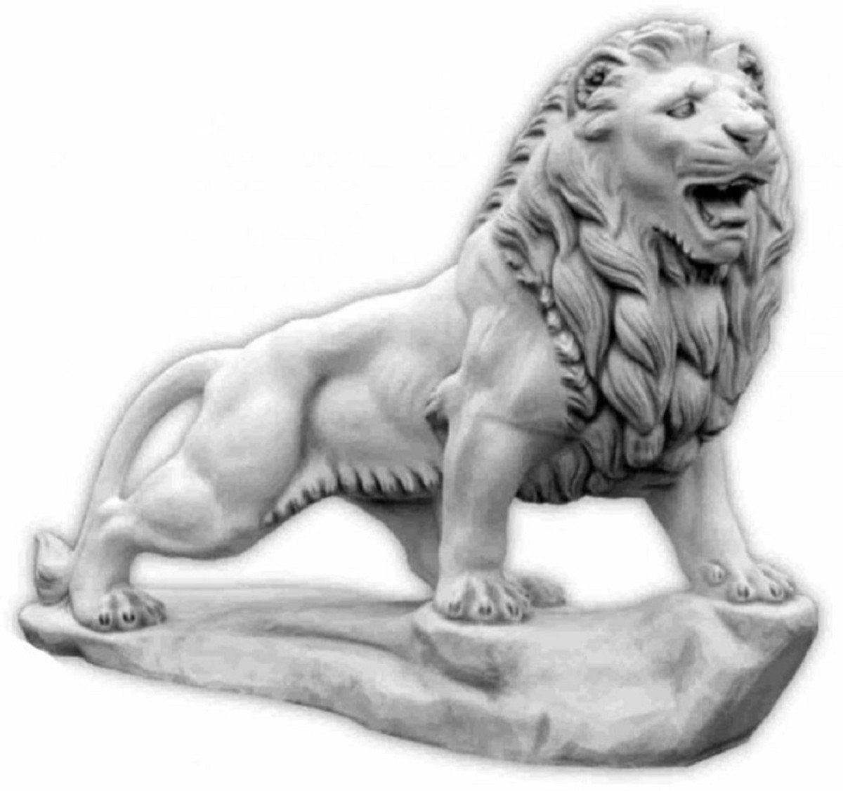 Skulptur Barock Garten Deko XXL Skulptur Löwe linke Seite Grau 186 x H. 150 cm - Riesige Garten Deko XXL Figur - Barock Garten & Terrassen Deko Accessoires - Garten Deko im Barockstil