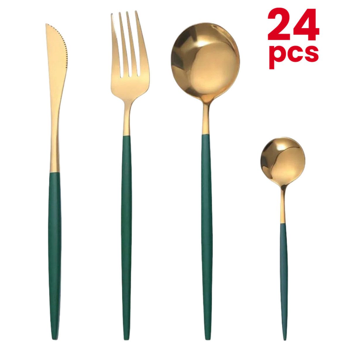 YNOFIT Besteck-Set 24-tlg Besteckset für 6 Personen, erhältlich in verschiedenen Farben, 6 Personen, (24-tlg) mit Colour-Blocking-Design, lebendige Farben, mit Geschenkbox