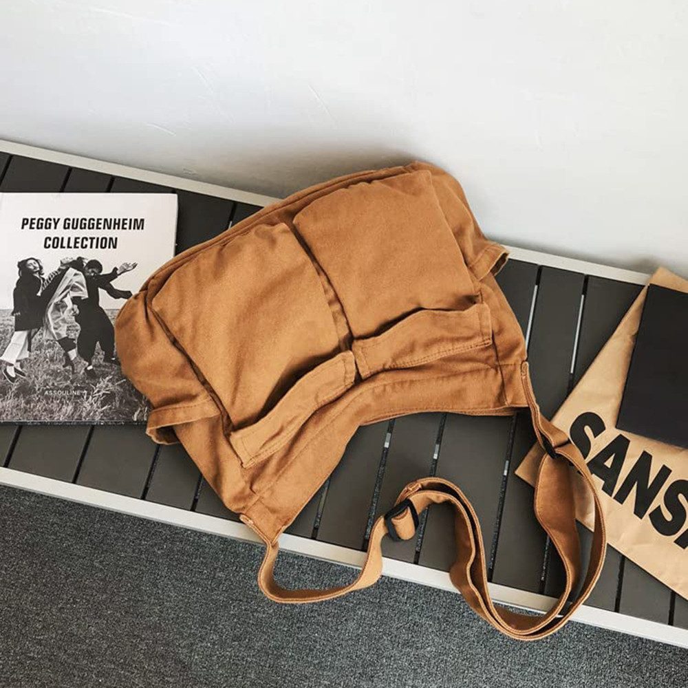 Zaewry Schultertasche Canvas Messenger Bag Umhängetasche Crossbody Schulter Tote Hobo Bag, für Frauen und Männer - Große Tasche mit mehreren Fächern – Bild 3 von 5