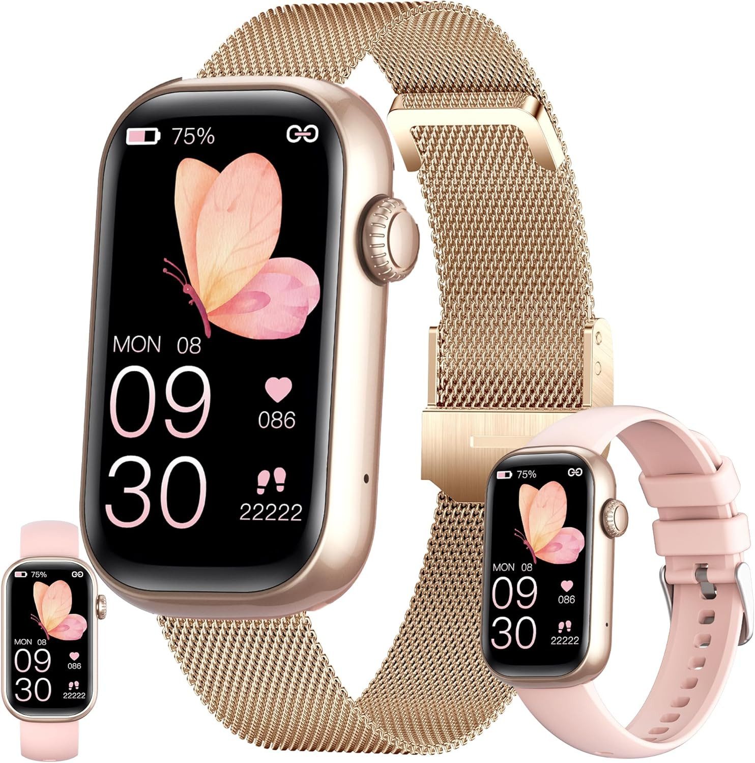 ZPIMY Smartwatch (android ios), Smartwatch mit 1.47" AMOLED Display Bluetooth Anruf 100+