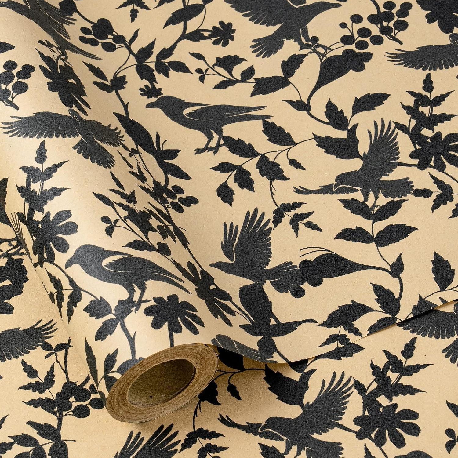 LuxusKollektion Geschenkpapier Geschenkpapier Raben Botanik 43,2x5m Kraft