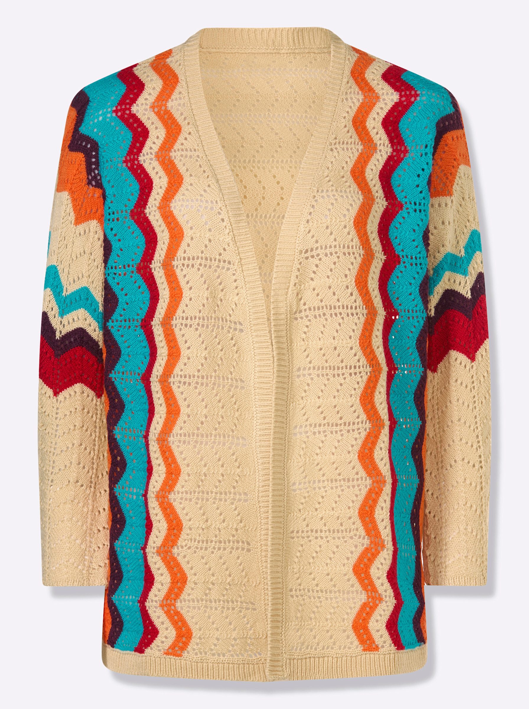 Strickjacke Ajour-Strickjacke 3/4-Arm Ajour