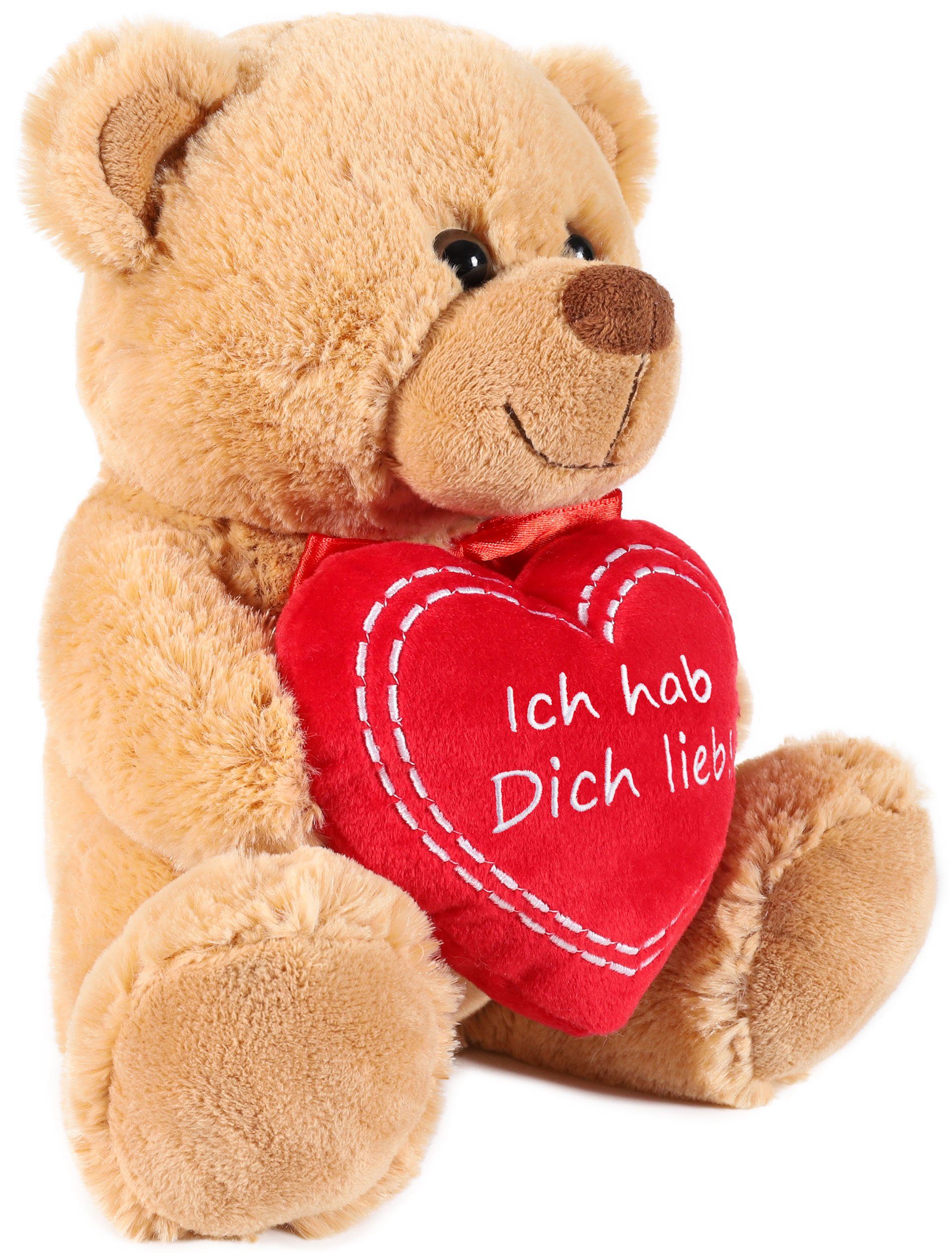 BRUBAKER Kuscheltier Teddybär mit Herz Rot - Ich hab Dich lieb - Teddy Stof günstig online kaufen