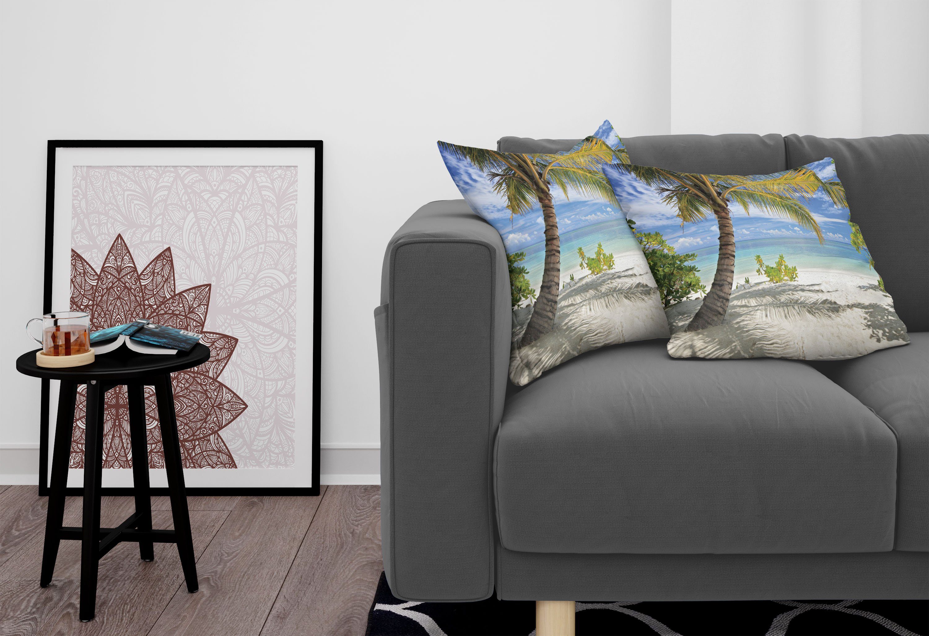 Palmen (2 Accent Kissenbezüge Stück), Abakuhaus Modern Doppelseitiger Küste Tropisch Digitaldruck,