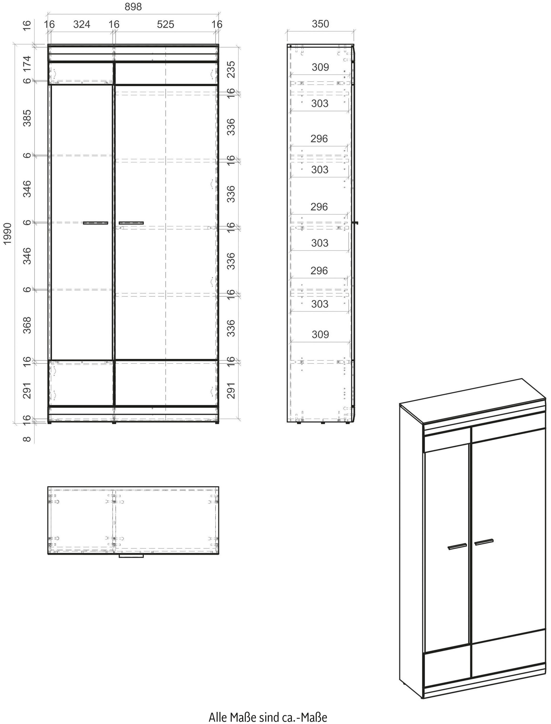 INOSIGN Vitrine SCARA Softclose-Funktion cm, Dekor, mit Breite Applikation Zinneiche 90 mit