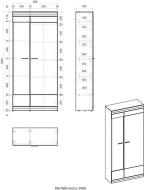 INOSIGN Vitrine SCARA mit Applikation Zinneiche Dekor, Breite 90 cm, mit Softclose-Funktion