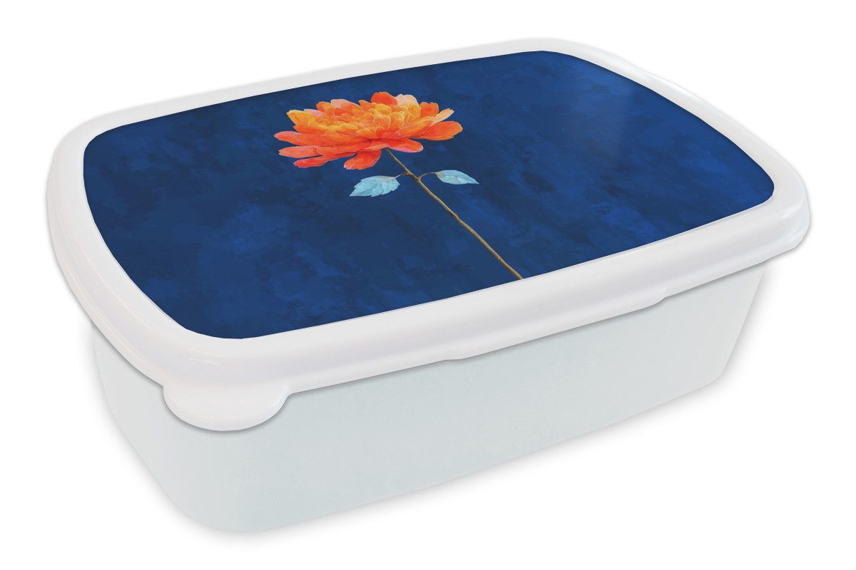 MuchoWow Lunchbox Blume - Orange - Blätter, Kunststoff, (2-tlg), Brotdose Schule oder Arbeit, Brotbox für Kinder und Erwachsene