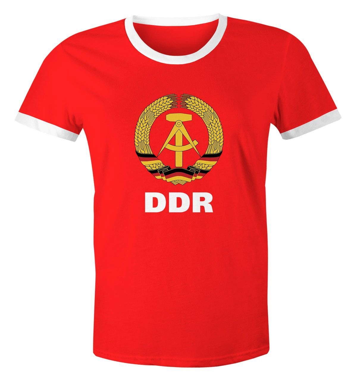 MoonWorks Herren Print Moonworks® Retro rot DDR Print-Shirt WM-Shirt Nostalgie mit Fan