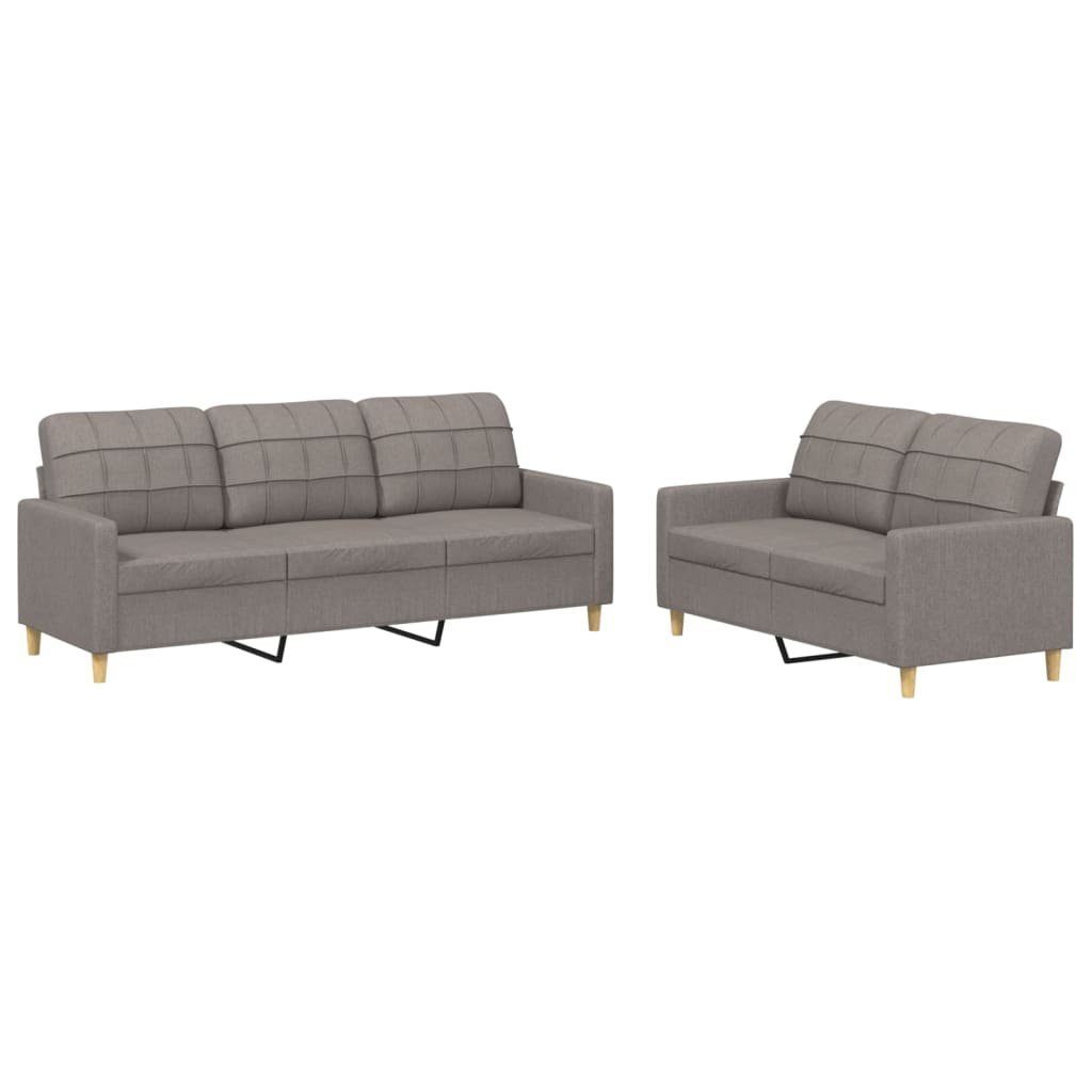 Stoff Taupe Kissen vidaXL 2-tlg. Sofagarnitur Sofa mit