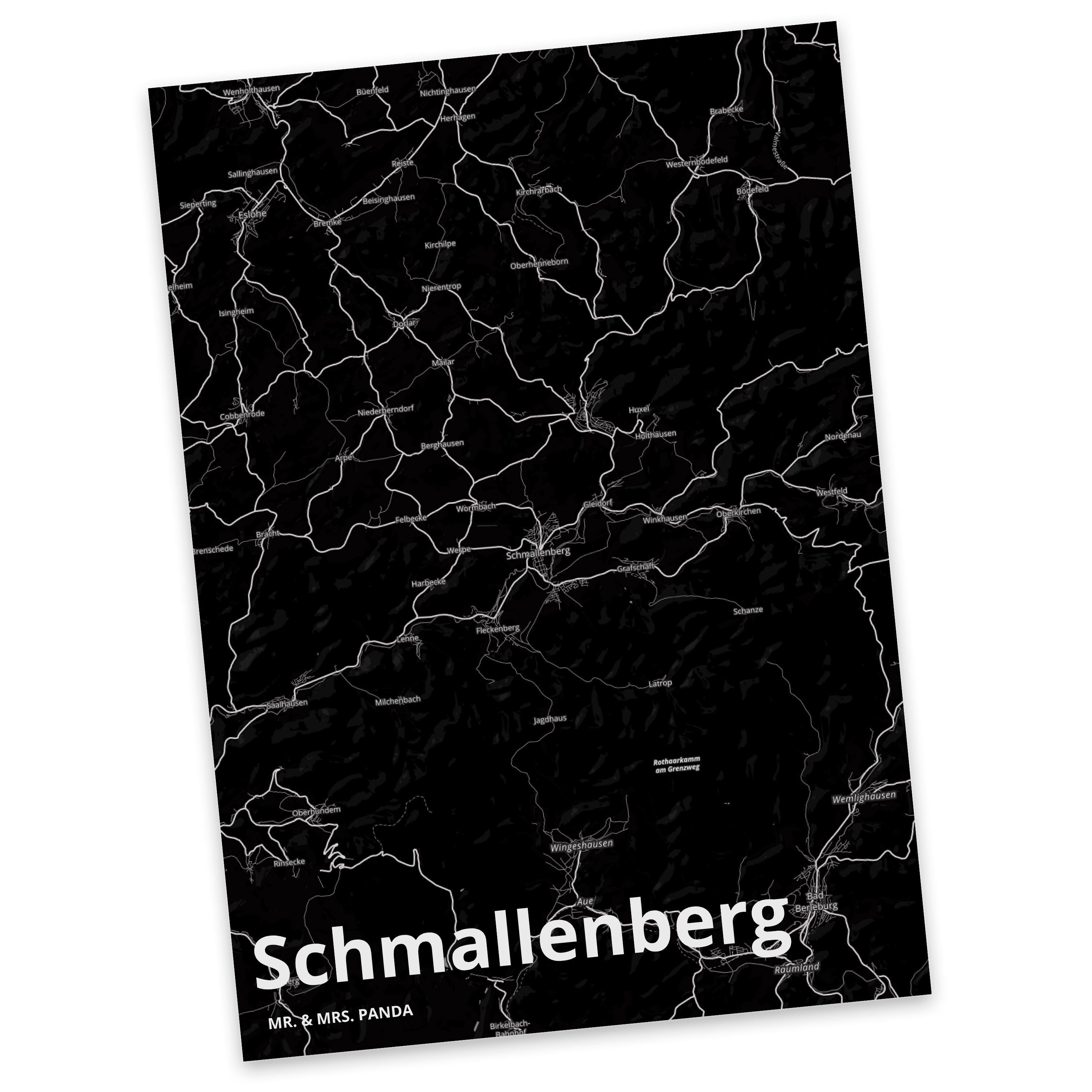 Mr. & Mrs. Panda Postkarte Schmallenberg - Geschenk, Stadt, Städte, Stadt Dorf Karte Landkarte M