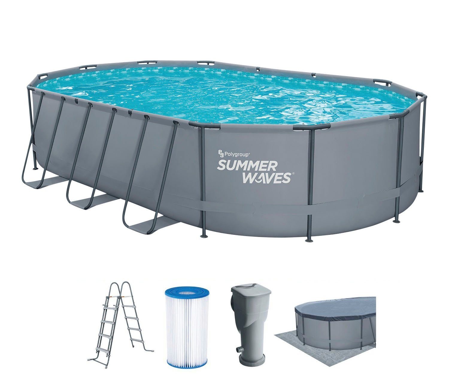 SummerWaves Framepool Active Frame (Set, 6-tlg), BxLxH: 366x610x122 cm