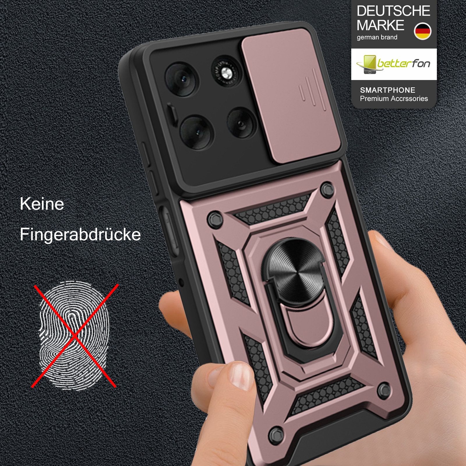 betterfon Handyhülle Panzer Hülle für Motorola Moto G86 Outdoor Case mit Kameraschutz, Outdoorhülle mit Ringhalter Smartstand Kameraschutz und Silikonkern