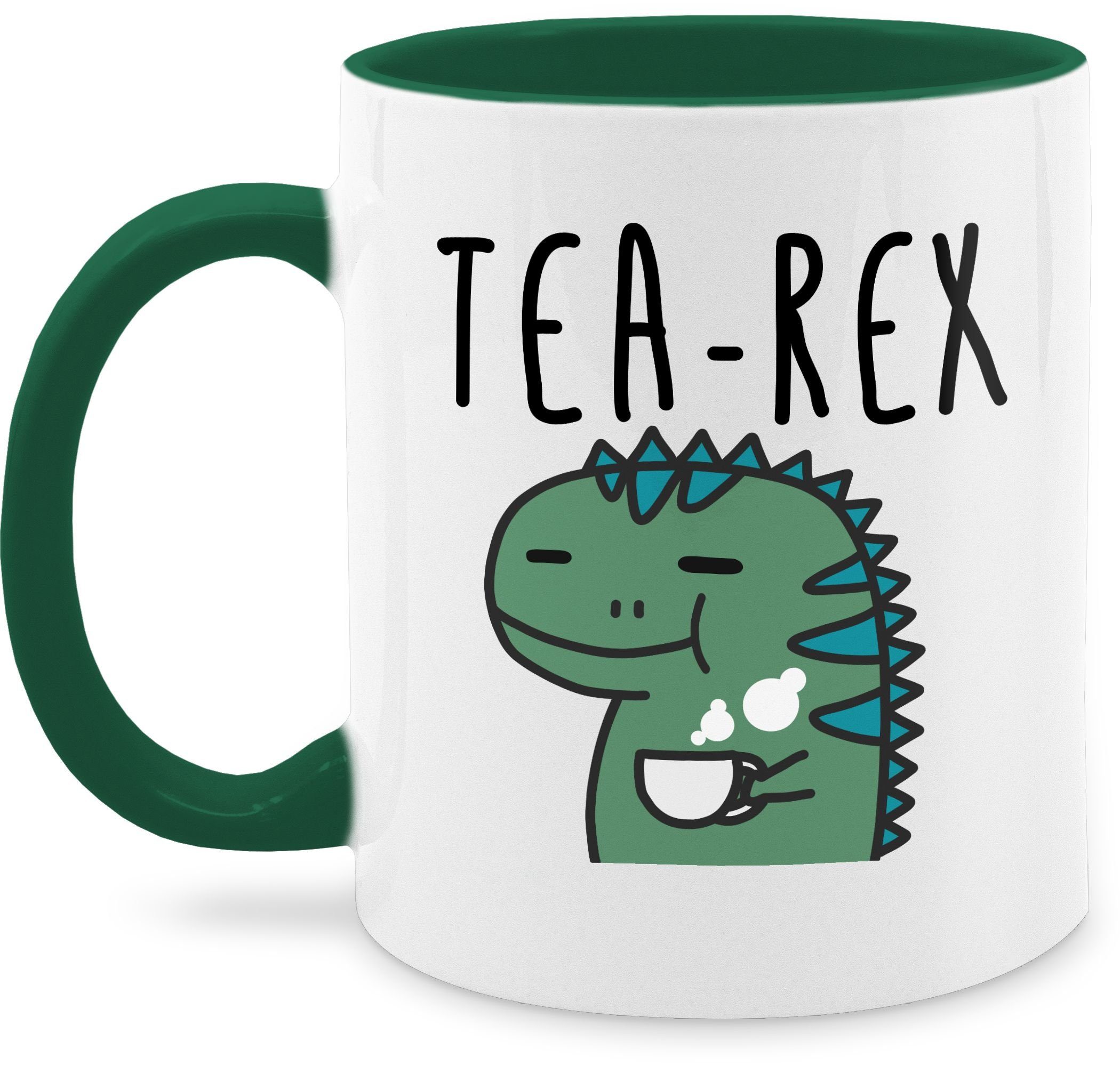 Shirtracer Tasse Tea-Rex, Keramik, Statement Sprüche 1 Petrolgrün