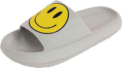 UE Stock Unisex Soft Slippers Pantoletten mit lächelndem Gesicht Weiß Gr. 42-43 Slipper Rutschfestes Design