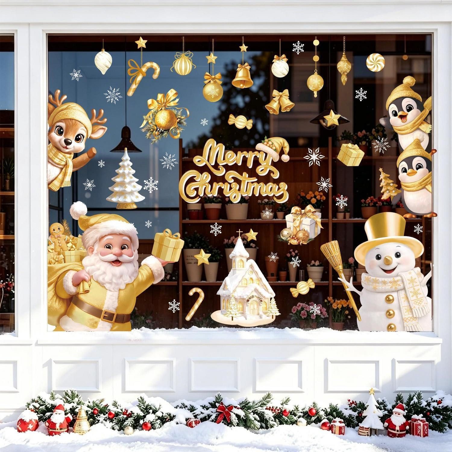 LuxusKollektion Fensterbild Fensterbilder Weihnachten 9 Stück Gold