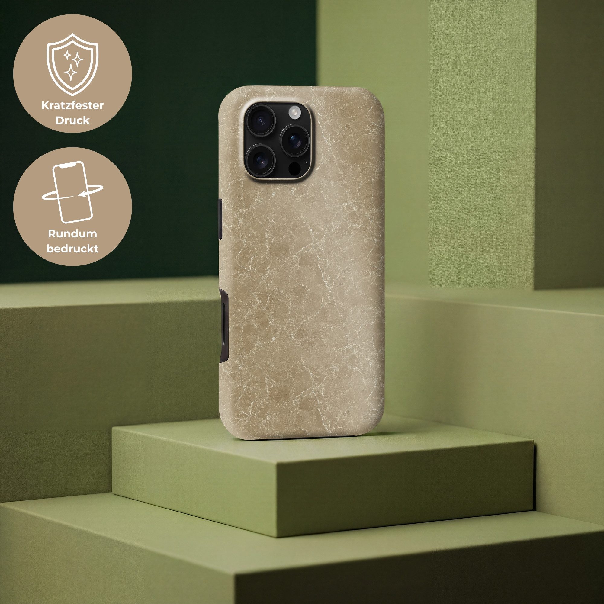 OnlyWow Handyhülle Magsafe für Apple iPhone 16 Pro Beige - Marmor - Weiße Adern, Handy Case, Hardcase, Stoßfest, Bumper Case