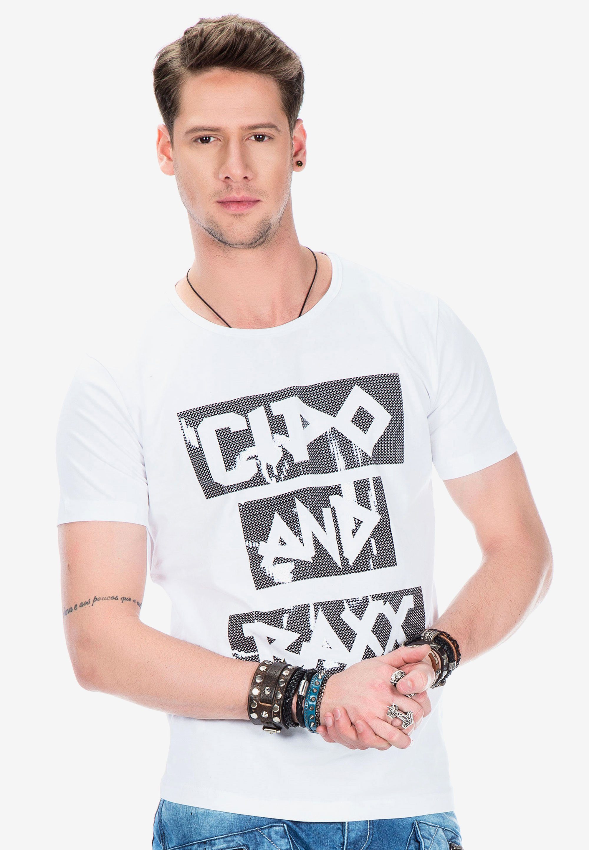 Baxx weiß Cipo mit glänzendem T-Shirt & Foliendruck