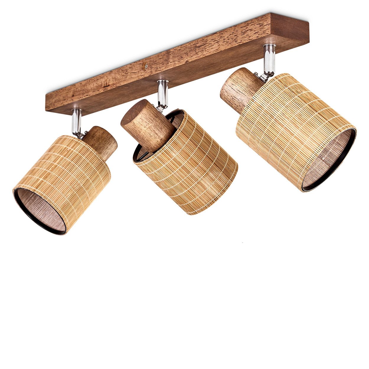 hofstein Deckenleuchte Deckenlampe aus Holz/Metall/Bambus in Dunkelbraun/Ch günstig online kaufen