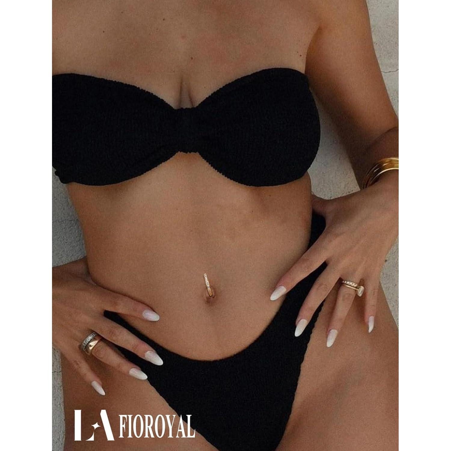 FIOROYAL Bauchnabelpiercing 3er Set 14G Bauchnabelpiercing Silber 925 Hypoallergen Clicker Reverse