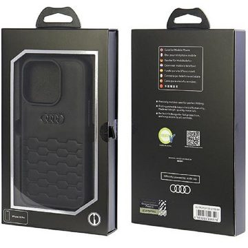 Audi Handyhülle Case iPhone 15 Pro Serie GT schwarz Kunstleder Logo 6,1 Zoll, Kantenschutz