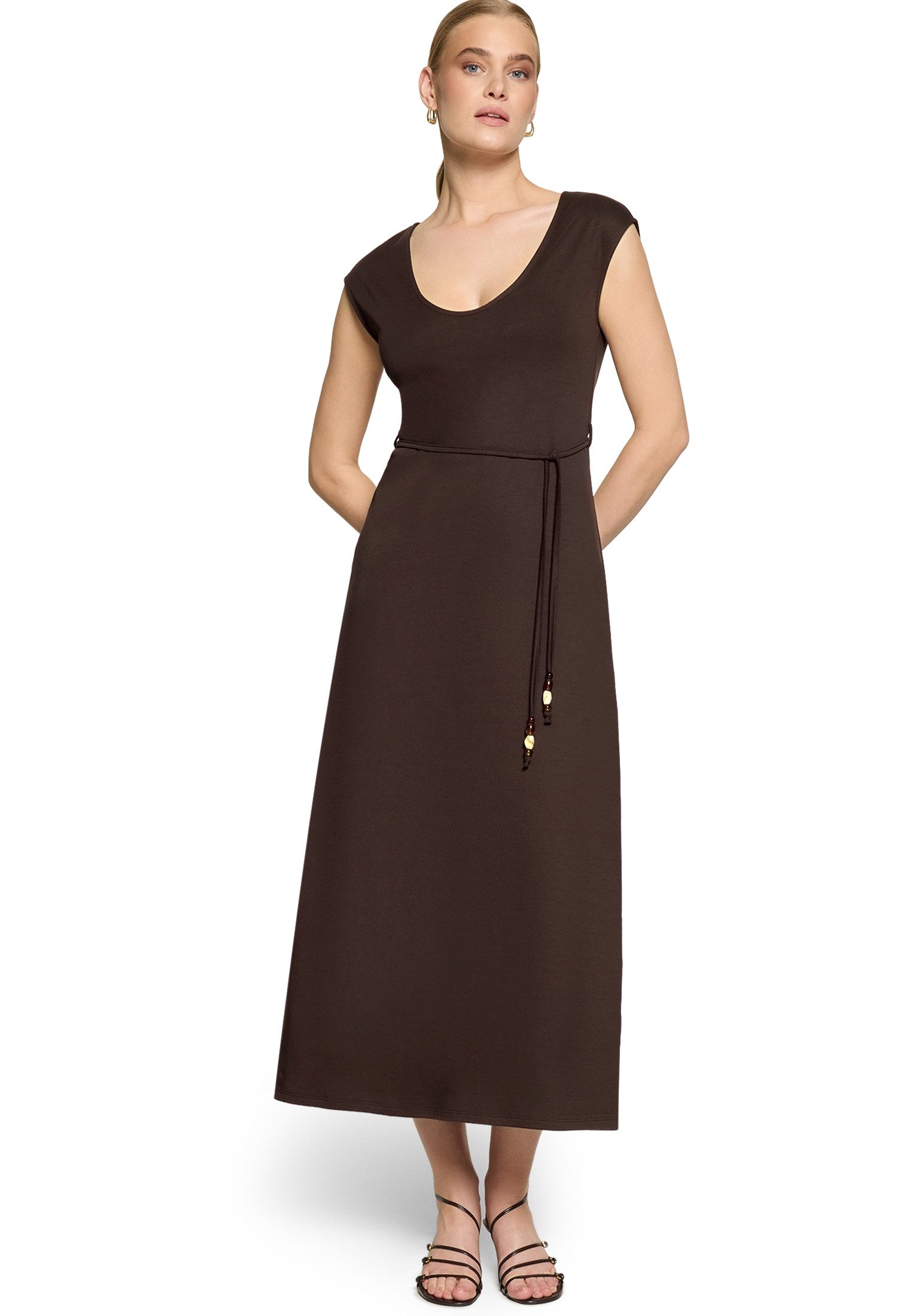 Maxikleid Damen mit Gürtel