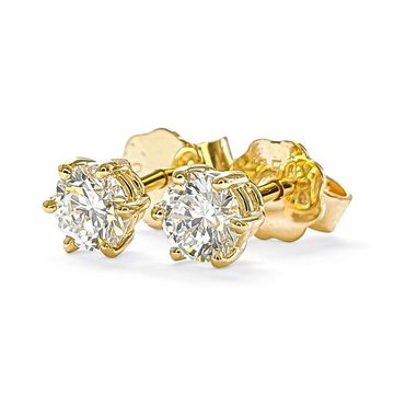 Webgoldschmied Paar Ohrstecker Diamant Ohrstecker 750 Gold mit 2 Diamanten Brillanten 0,50 F/IF, Tolle Diamant Ohrstecker
